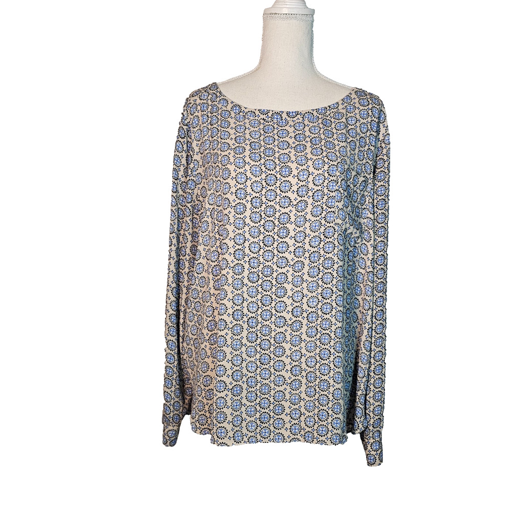 Ann Taylor Loft Women's Long Sleeve Top Size XL Round Neck Pocket Office
